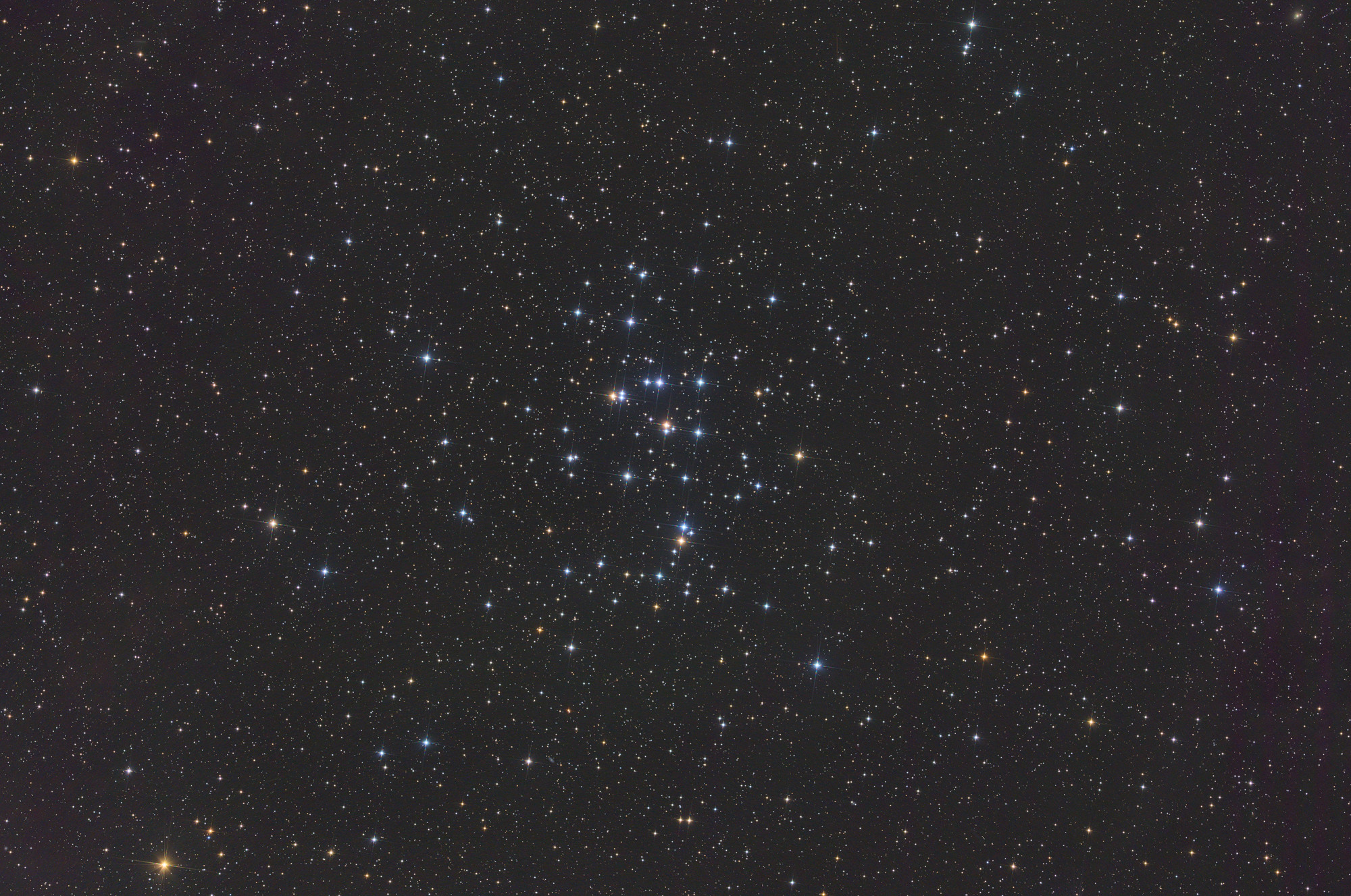Messier 44 or Praesepe (Latin for crib) is an open star cluster that can be seen with the naked eye as a nebula in the evening winter and spring sky.